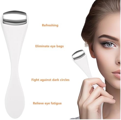 Mini Eye Face Rollers Massager 304 Stainless Steel Ice Silicone Roller for Relief Pain Skincare Facial Women Girl Gift (White Color) - Image 4