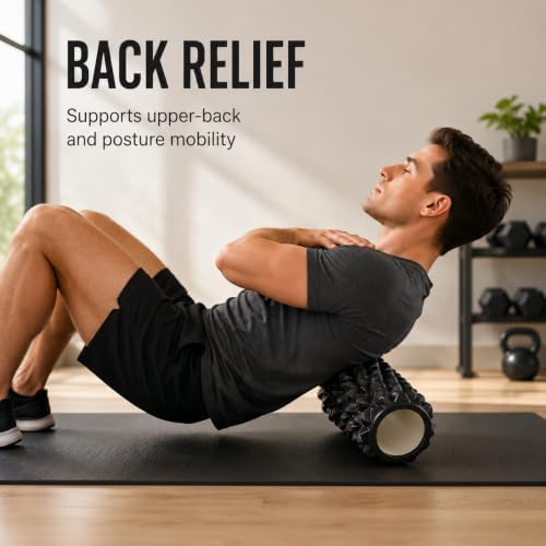 High-Density Foam Roller for Recovery and Relaxation, Muscle Massage and Myofascial Trigger Point Release, Relieves Muscle Pain, Improves Mobility (Black) - Image 6