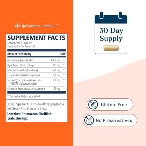 LifeSeasons Mobili-T - Joint Support Supplement - Reduces Aches & Discomforts - Increase Range of Motion - Rebuild Tissue & Cartilage - MSM Chondroitin Collagen Glucosamine & Turmeric - 208 Capsules - Image 5