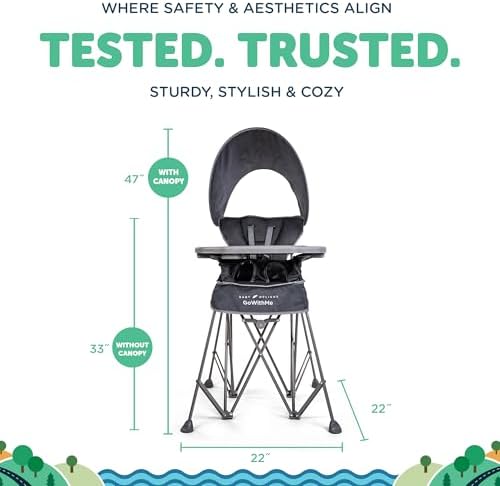 Baby Delight Go with Me Uplift Deluxe Portable High Chair | Sun Canopy | Indoor and Outdoor | Grey - Image 4