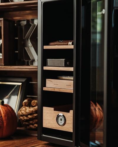 KingChii 33L Electric Cigar Humidors with Temperature Control System, Cigar Cabinet with Spanish Cedar Wood Shelves & Hygrometer, Gifts for Men (4 Layers 250 Capacity) - Image 6