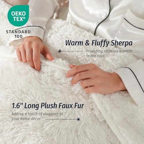 Wemore Weighted Blanket for Adult 80"x87" 15lbs Soft Long Plush Queen White - Image 4
