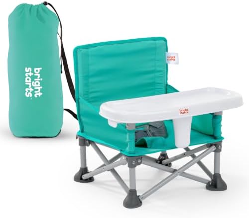 Bright Starts Pop 'N Sit Portable Booster, Indoor/Outdoor Use, Floor Seat with Feeding Tray, Teal, 6 Mos - 3 Yrs by BrightStarts