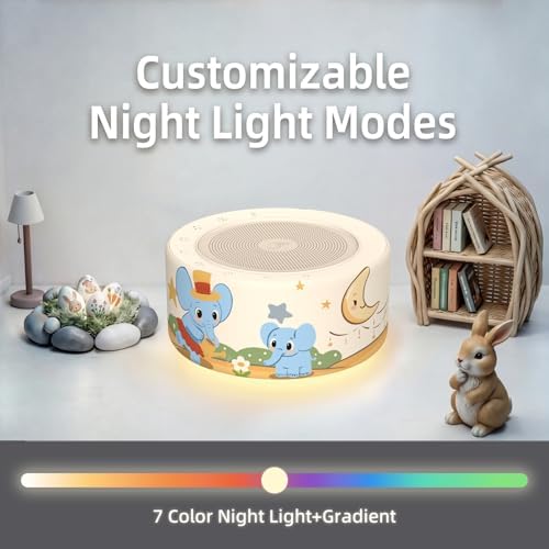 Kipcush White Noise Machine for Baby & Adults, Sleep Sound Machine with 30 Soothing Sounds, 8-Color Night Light, Memory Function, White Noise for Sleeping, Nursery, Office, Travel, Relaxation - Image 5