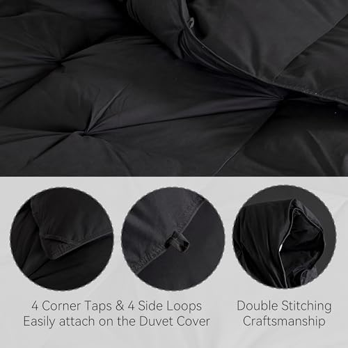 SNOWMAN Premium Down Comforter Cal King, Black Duvet Insert All Season - Image 5