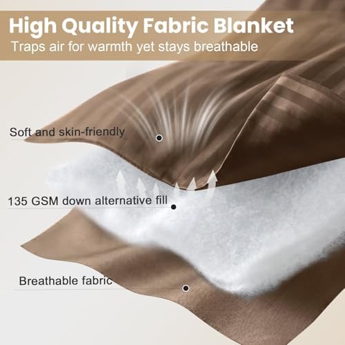 downluxe King Size Blanket with Satin Trim, Lightweight Down Alternative King Blanket for All Season, Machine Washable (Brown, 108 x 90 Inch) - Image 4