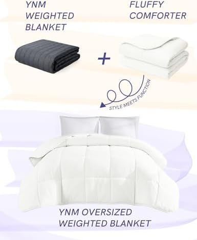 YnM Weighted Blanket Queen 15lbs, The Heavy Oversized Weighted Comforter, Warm & Fluffy Throw (White, 15lbs, 90" Lx90 W) - Image 2