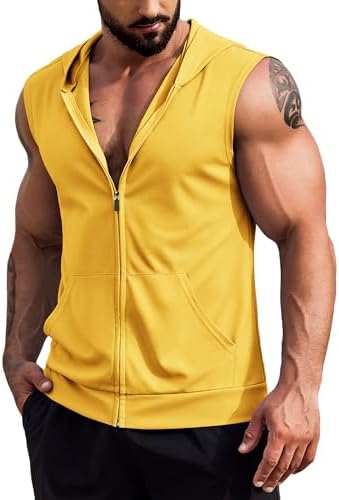 COOFANDY Men's Workout Hooded Tank Tops 2 Pack Zip Up Sleeveless Gym Shirts Muscle Cut Off T Shirt Bodybuilding Hoodies by COOFANDY