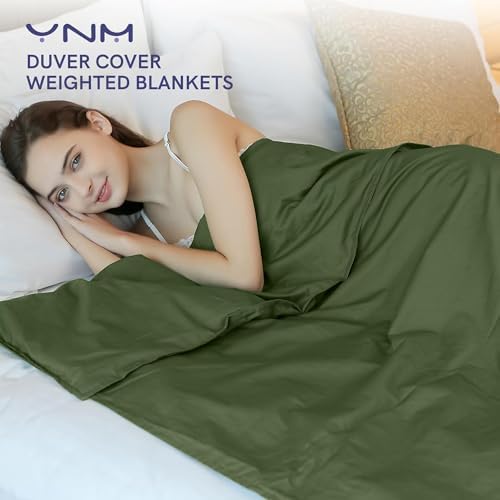 YnM Cotton Duvet Cover for Weighted Blankets (88''x104'') - Amy Green Print - Image 2