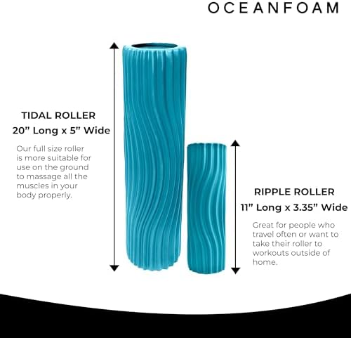 Oceanfoam Tidal Roller - Miami Blue - Muscle Massage Foam Roller for Back Pain & Stretching - Firm and Ergonomic Wide Wave Textured - Yoga, Athletics, & Wellness - Full Size, 20" x 5" - Image 6