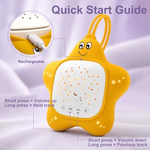 Portable White Noise Sleep Soother Baby Sound Machine with Star Projector - Image 4