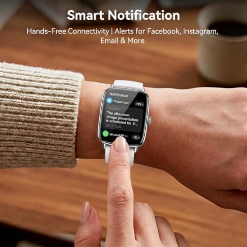 Smart Watch for Women Men, 1.85" HD AMOLED Fitness Tracker (Answer/Call) with 24/7 Heart Rate/Sleep/SpO2 Monitor for iPhone & Android, 120+ Sports Modes Smartwatch with IP68 Waterproof, 2 Bands - Image 4