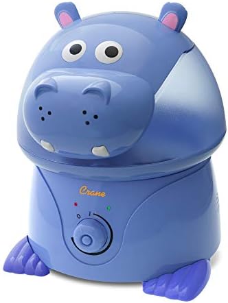 Crane Animal Humidifier for Kids Bedroom, 1 Gal. Cool Mist Humidifier with Adjustable Settings, Optional Filter, Auto Shut-Off, Hippo by Crane