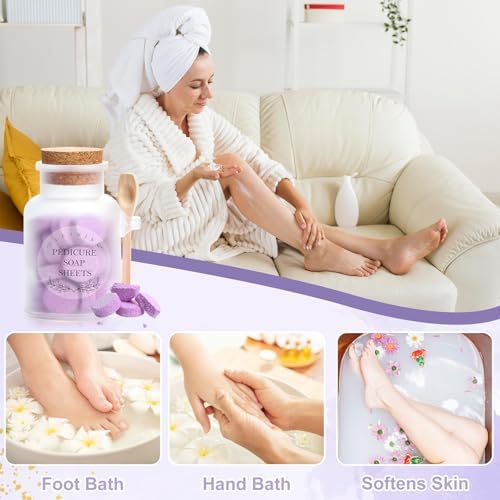 Pedicure Foot Spa Tablets 10 Oz Plastic Bath Salts Jar Foot Soak Tablets Manicure Soak Balls Softens Skin Botanicals Lavender Essential Oil Fast Dissolving Pedicure Supplies - Image 5