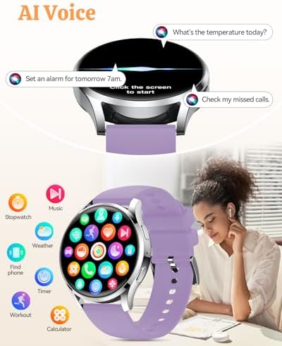 Smart Watch Fitness Tracker for iPhone Android for Women Men, Activity Tracker with Calorie & Step Counter, 150+ Sports, Daily Workout & Sleep Monitor，IP68 Waterproof Smartwatch (Purple) - Image 5