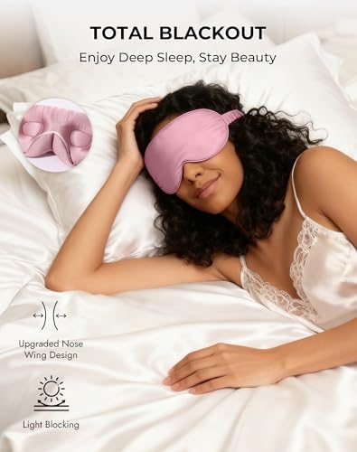 SilkSilky 100% 22 Momme Mulberry Silk Sleep Mask, Pale Mauve - Image 6