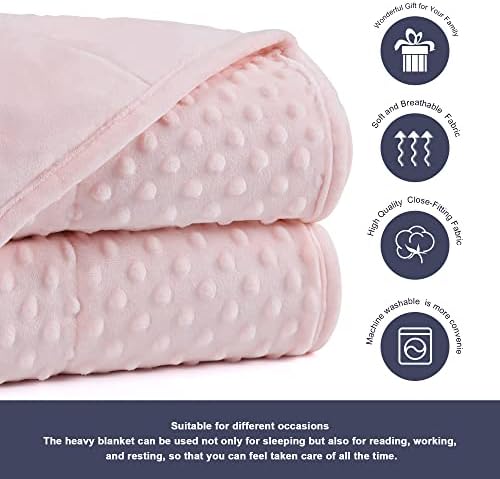 Alomidds Weighted Blanket (60"x80",15lbs Queen Size - Pink), Weighted Blankets for Adults, Cooling Breathable Soft and Comfort Minky, Heavy Blanket Microfiber Material with Glass Beads - Image 3