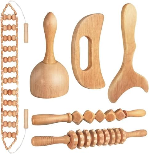 10-in-1 Wood Therapy Massage Tools Gua Sha Wooden Massager for Body Shaping Massage Tool Set Wood Therapy Tools for Relieving Muscle Pain Body Lymphatic Drainage Massager Anti-Cellulite by JUANWAN