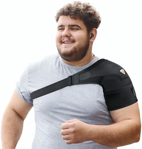 FIGHTECH Rotator Cuff Shoulder Brace for Men and Women - 4 Sizes - Shoulder Support - Pain Relief - Black - X-Large/XX-Large (Chest 48-54" Bicep 17-19") by FIGHTECH
