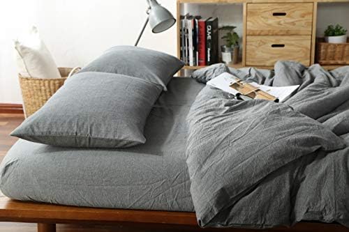 F.Y.Dreams 100% Washed Cotton Duvet Cover for Weighted Blanket 80x87 inches with 16 Ties, Zipper on Long Side/Grey/Just Duvet Cover - Image 5
