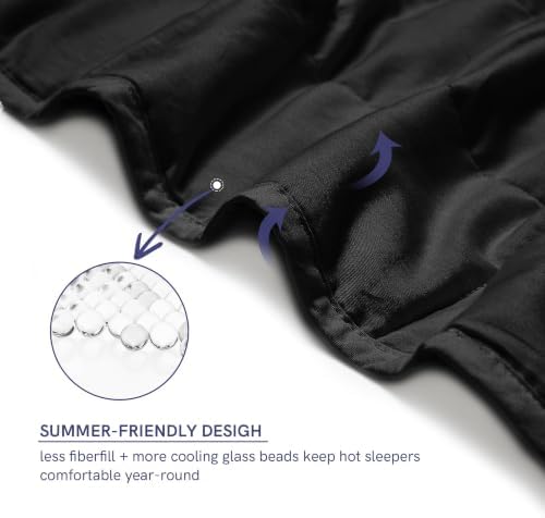 YnM 20lbs Weighted Blanket for Adults, Cotton Heavy Bed Throw Blanket with Cooling Glass Beads for All Season Use, Ideal for One Person of 190lbs (60x80 Inches, Queen Bed, Black) - Image 4