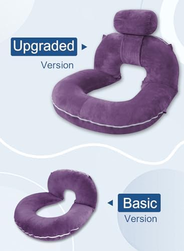 INSEN Reading Pillow, Back Pillow for Sitting in Bed and Couch, Gaming Pillow for Adults, Sit Up Support for Bed, Purple - Image 2