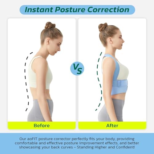 AOFIT Posture Corrector for Women, Upper Back Brace for Pain Relief Blue M - Image 2