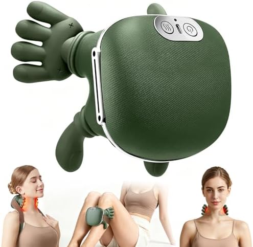 Upgrade 4D Neck and Shoulder Massager with Heat, Wireless Portable Bionic Massage with Real Human Hand Kneading, Neck Massager for Pain Relief Deep Tissue, Relax Muscle Tension(Emerald Green) by LAKEEN