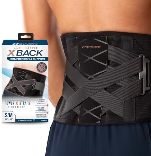 Copper Fit X-Back Brace for Lower Back Pain, Lumbar Support, Herniated Disc, Sciatica, Arthritis – Adjustable, Breathable Design - for Men and Women (Large/XLarge) by CopperFit