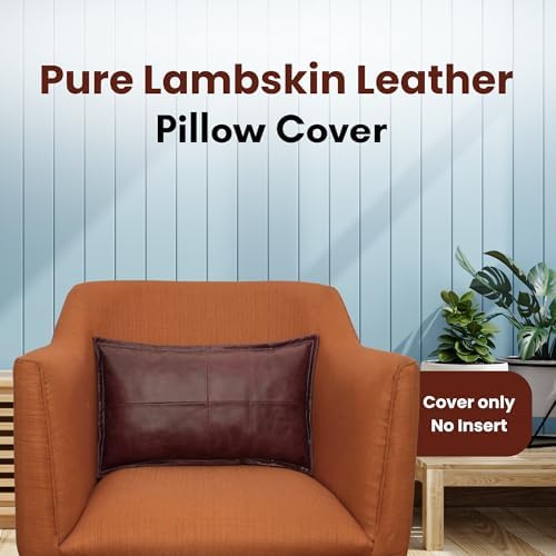 LL LEATHER LOVERS 100% Lambskin Leather Pillow Cover - Sofa Cushion Case - Decorative Throw Covers for Living Room & Bedroom, Pink Maroon Box Pack of 1-16X24 Inch - Image 2