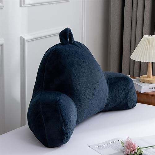 Aimuan Reading Pillow Bed Rest Wedge Large Adult Backrest Pillow with Arms Back Support for Sitting Up in Bed Cushion Incline Rest Sleeping Snoring Pillow, Dark Blue Large - Image 3