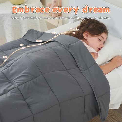 Weighted Blanket 5lbs, 36"x48", Cooling Heavy Throw Blanket for 40-60lbs, Microfiber Soft Big Blankets Weighted Comforter, Grey - Image 5