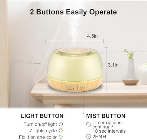 Marchred 300ml Essential Oil Diffuser with Remote Control, 7-Color LED Lights, 4 Timer Modes, Quiet Ultrasonic Aromatherapy for Home, Office, Room, Small & Stylish Design - Image 5