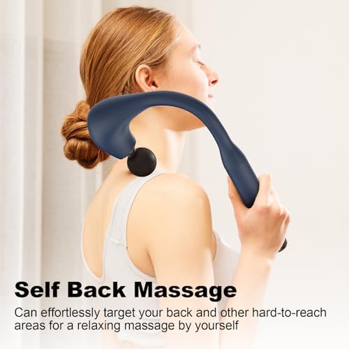 Massage Gun Deep Tissue with Extended Handle Revolutionary U-Shaped Back Massager,Body Massager for Neck,Shoulder,Leg(Dark Blue) - Image 3