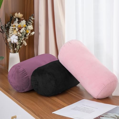 1 MIDDLE ONE Round Cylinder Bolster Pillow with Removable Velvet Cover, Tube Roll Cervical Pillow for Head, Neck, Back and Legs Support, 13" x 6", Purple - Image 7
