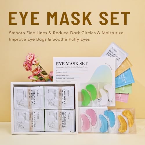 Yeokoe Under Eye Patches for Dark Circles,Eye Mask for Puffy Eyes With Collagen,Retinol,Vitmin C,Hyaluronic Acid and Niacinamide Face Masks Skincare Spa Gifts for Woman 20Pairs - Image 2