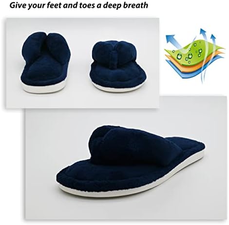 Onmygogo Indoor Slippers for Women Open Toe with Memory Foam, Soft Faux Fur Nonslip House Slippers - Image 3