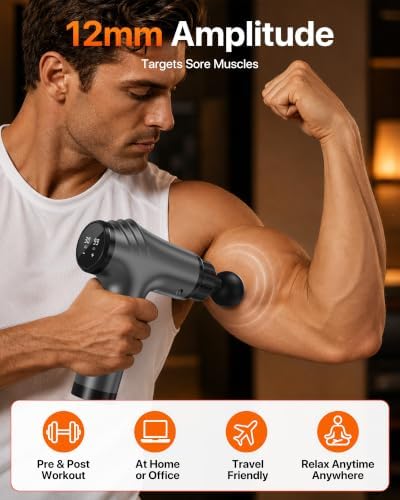 Massage Gun, 30 Speeds, 6 Heads, Quiet Deep Tissue Muscle Massager - Image 2