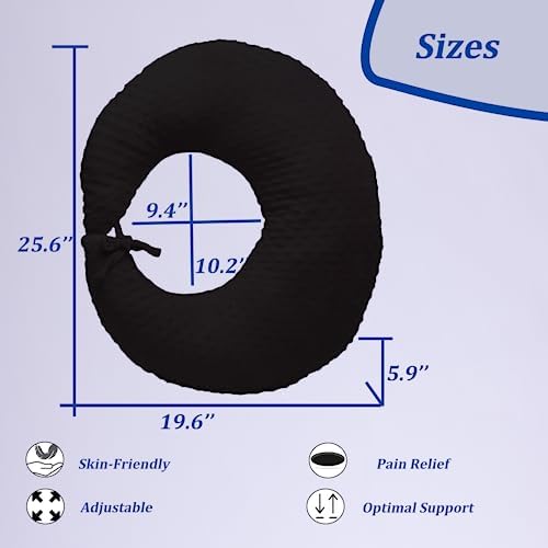BBL Pillow After Surgery for Butt Sleeping, Brazilian Butt Lift Pillow Post Surgery Recovery for Sitting Sleeping Driving Donut Pillow for Woman Lumbar Back Cushion Seat Foam (Black Dot) - Image 2