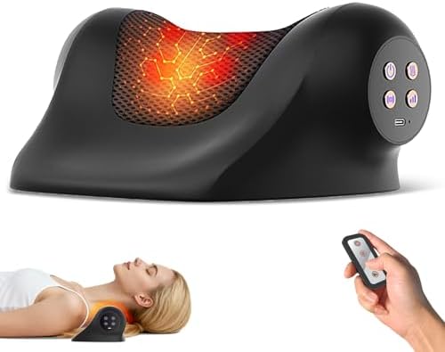 Neck Massager with Heat, Red Light & Vibration Adjustable, Heated Neck Stretcher with 3 Modes, Rechargeable Cervical Traction Device for Pain Relief & Muscle Relaxation, Gift for Women Men by Ringco