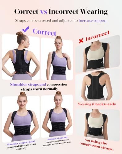 Posture Corrector for Women and Men, Full Back Support Brace, Black, Large - Image 5
