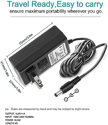 16.8V AC/DC Massage Gun Charger Adapter Compatible with LifePro Sonic, Sonic Mini,Fusion X, Sonic Pro, Youdgee H1 Mini, Mebak 3, Cryotex, DamKee DK-01 02, Wattne W2 W1, jetbus, Sportneer Massage Gun - Image 6