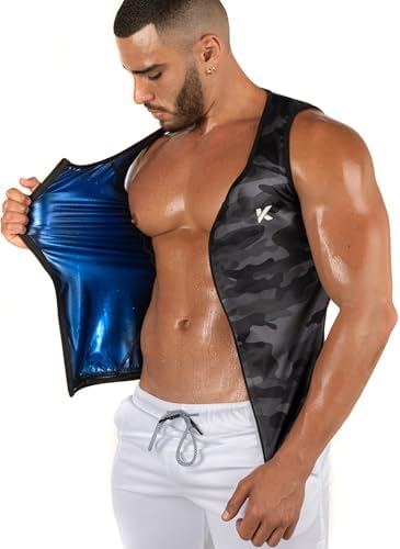 Kewlioo Men's Heat Trapping Zipper Sweat Enhancing Vest - Sauna Suit Shirt Compression Vest Shapewear Top for Gym Exercise by Kewlioo