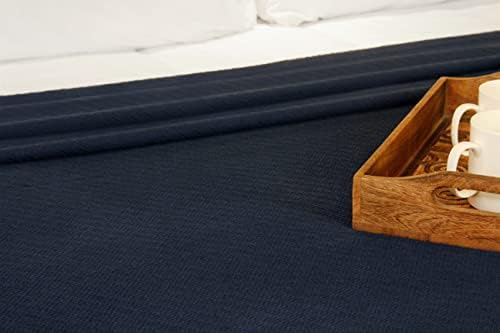 COTTON CRAFT Soft Thermal Blanket - All Season Blanket - Full Queen - Navy - Image 4