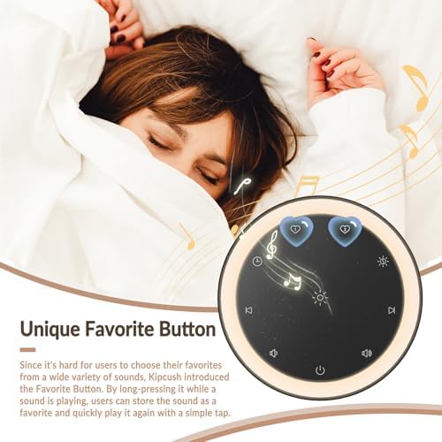 Kipcush White Noise Machine for Sleeping, Baby & Adults, High-Fidelity Non-Looping Sounds, Sleep Sound Machine with Dimmable Night Light, USB Powered, Memory Function, Home, Nursery & Travel - Image 5