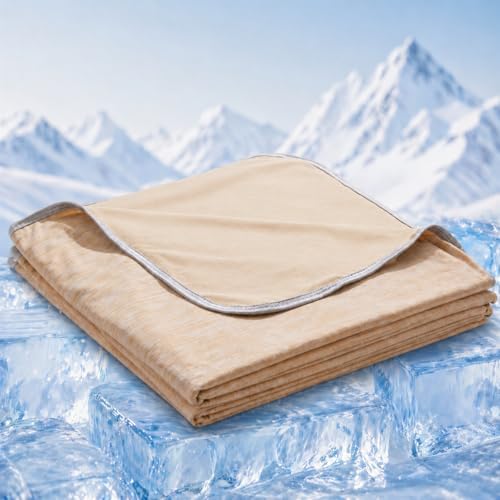 King Size Cooling Blanket for Hot Sleepers - Lightweight Breathable Cool Cold Blanket - Keep Cool for Night Sweats, Soft Thin Ice Blankets for Bed Couch Sofa, (Khaki, 90"x108") by Unknown