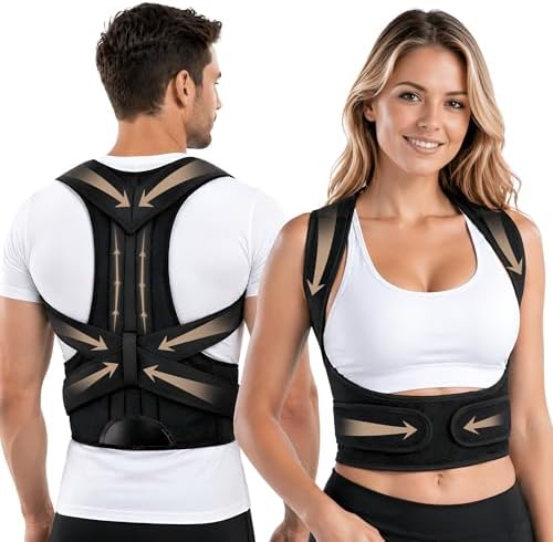 Posture Corrector for Women and Men - Adjustable Back Brace Posture Corrector with Strap - Breathable Spine Straightener - Upper-Lower Clavicle & Full Back Pain Support for Shoulder and Neck - Large by Unknown