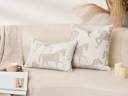 Throw Pillow Cover 18x18'' Inches, Double Sided Horse Chenille Jacquard Embroidery Couch Sofa Pillow Cushion Covers, Modern Equestrian Decorative Pillows Cover for Living Room Bedroom - Image 5