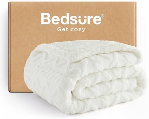 Bedsure Gentlesoft Sherpa Fleece Blanket Twin Size for Bed - Fluffy & Cozy Cable Jacquard Tufted for Women Gift, Thick and Warm Christmas Blanket for Winter, Cream, 60x80 Inches by Unknown