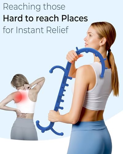 Back and Neck Massager for Pain Relief Deep Tissue, Upgraded Full Body Trigger Point Cane Massage Tools, Massage Stick Pressure Point Hook, Muscle Knot Remover Tool (Blue) - Image 3